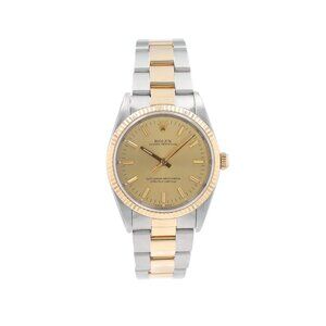 Rolex Oyster Perpetual 14233 34mm Champagne Index Dial Fluted Bezel oyster Band